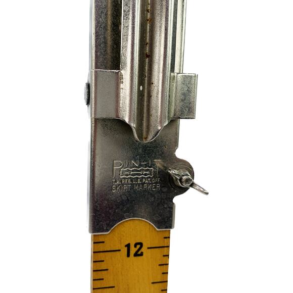 Vintage Pin-It Skirt Marker 7-20" Wood & Metal Adjustable Hemming Tool - Picture 9 of 9